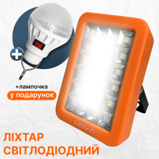 Акумуляторний LED світильник Leovin LE-012 50W аварійний прожектор з сонячною панеллю та павербанком