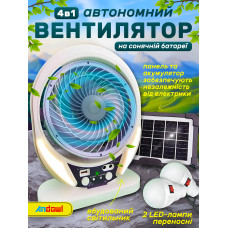 Портативний настільний вентилятор на сонячній батареї Andowl Q-FS930 компактний із сонячною панеллю та можливістю заряджання від сонячної енергії з підсвічуванням та зарядним пристроєм для телефону 4в1 робота від usb